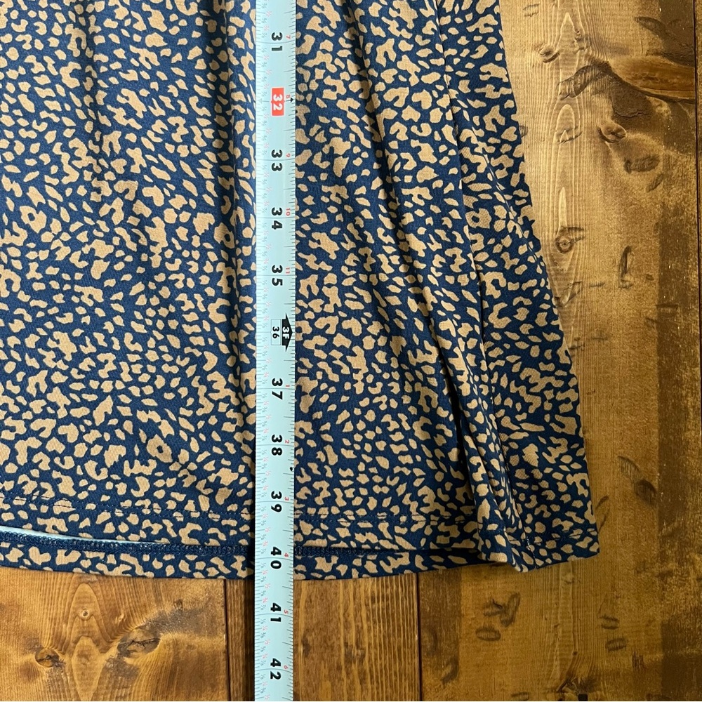 Lands End Dress Stretch Knit Faux Wrap Medium Blue Tan Modal Cotton Blend - Picture 7 of 12
